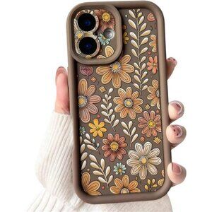 Compatible for iPhone 16 Plus Case Aesthetic Cute Color Flower Floral